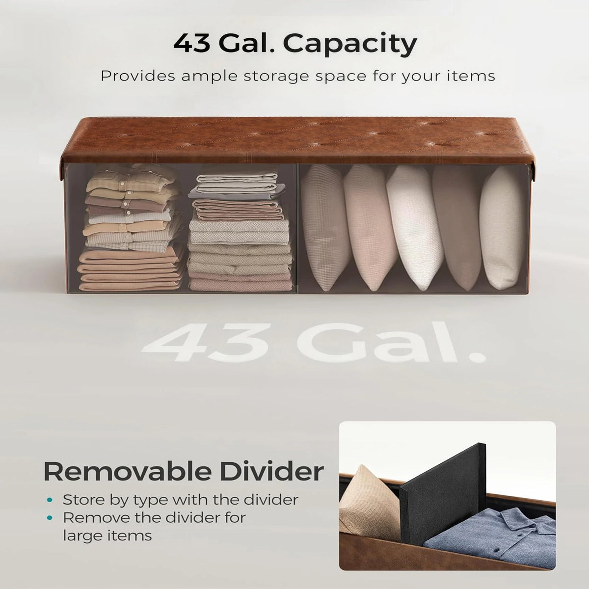 Folding Tufted Faux Leather Storage Bench With Hidden Compartment