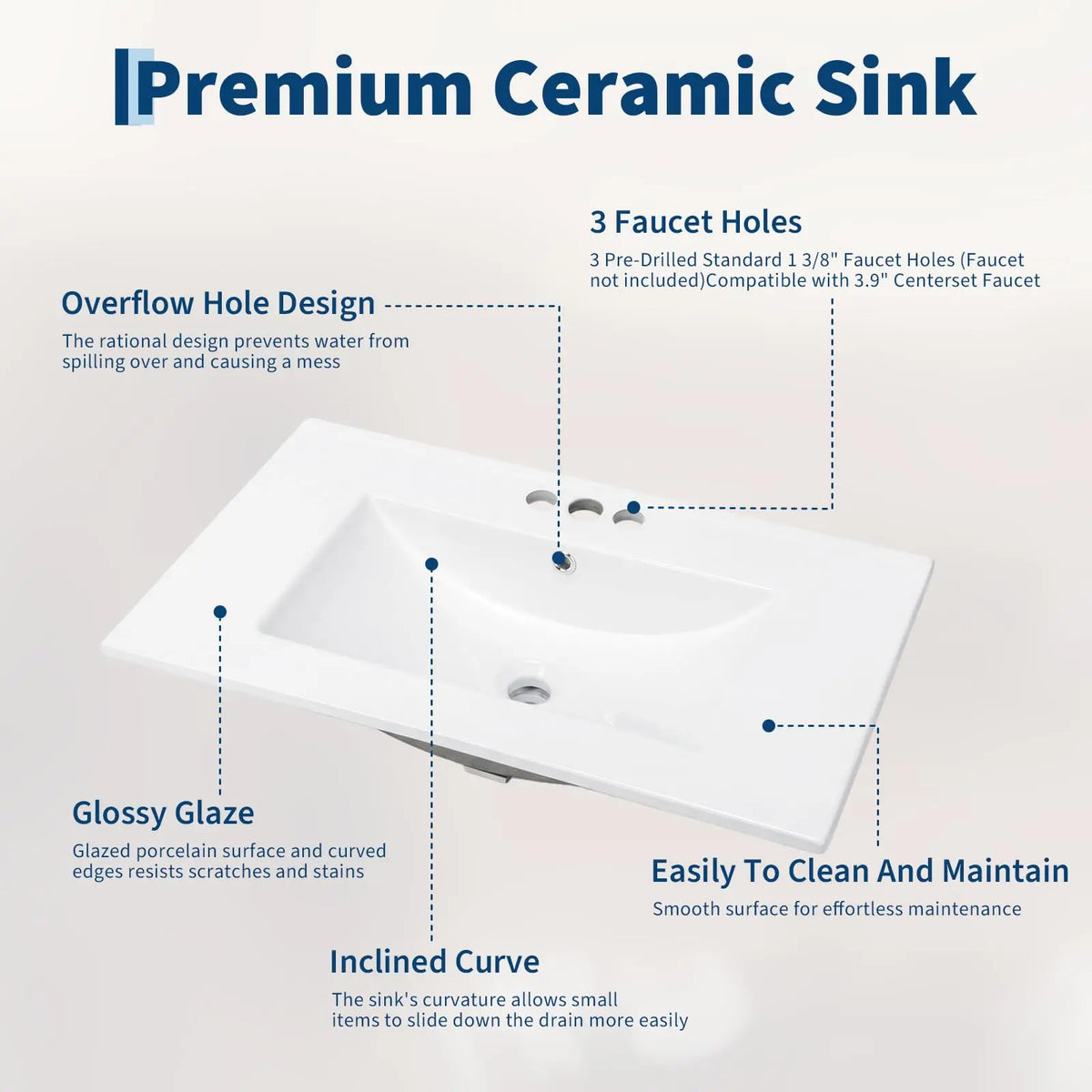 Modern Farmhouse Bathroom Vanity With Ceramic Basin And Storage