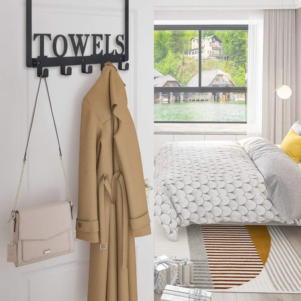 NBVCX Over The Door Towel Hooks With Five Metal Arms