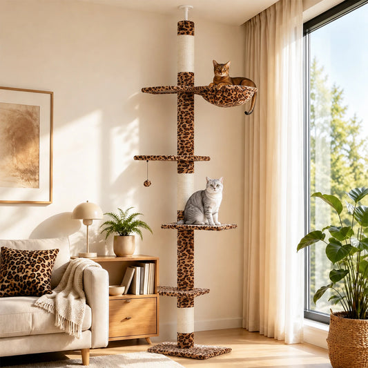 PAWZ Road Adjustable Floor To Ceiling Cat Tree With Hammock