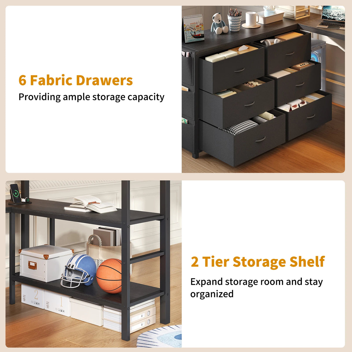 Yanosaku Multifunctional Loft Bed With Desk, Drawers And LED Lighting