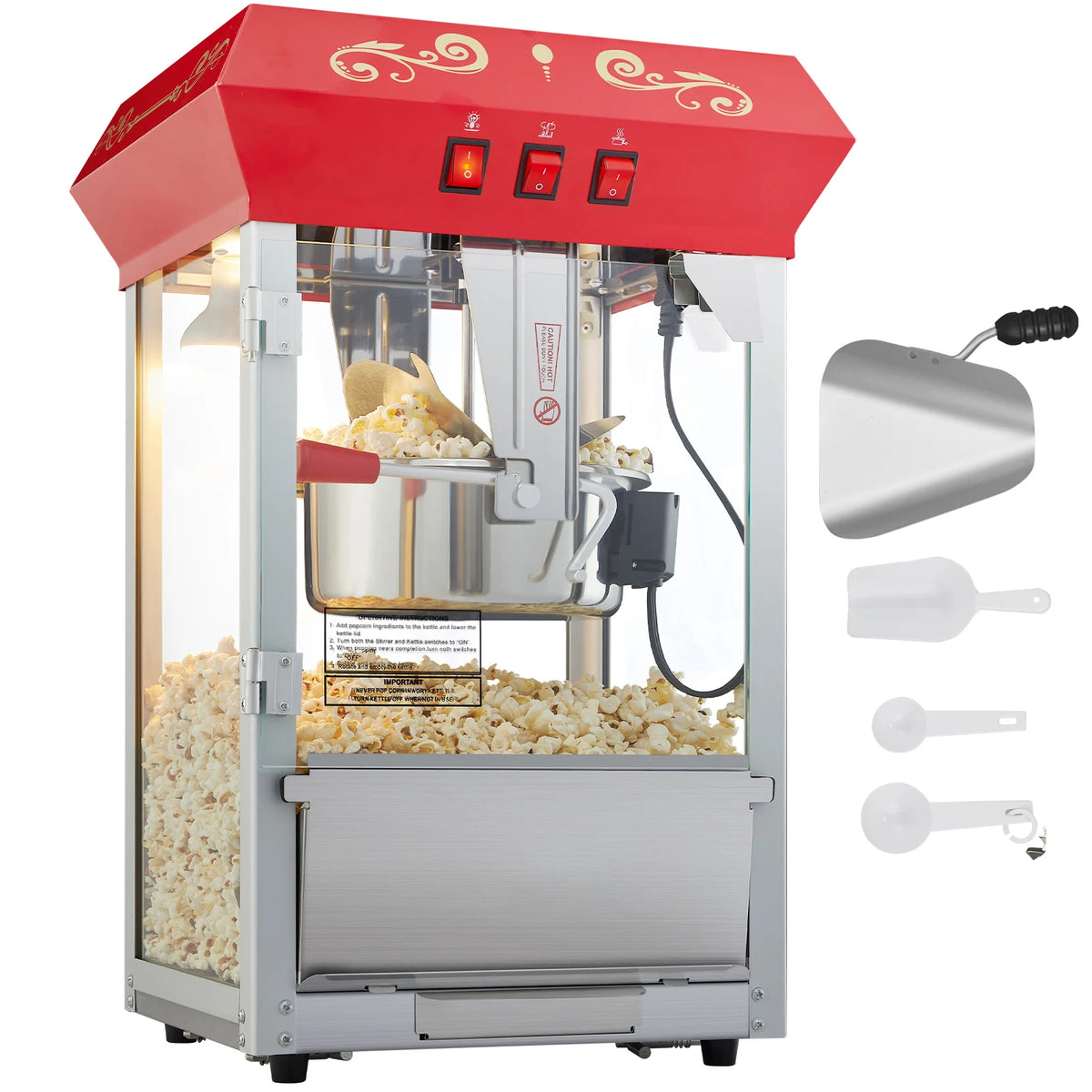 SucceBuy Commercial Electric Popcorn Maker With Stainless Steel Heating Tube