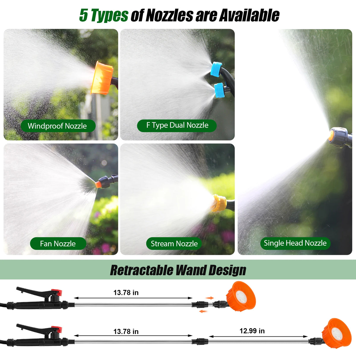 21V Electric Backpack Sprayer With Telescopic Wand for Garden Weeding