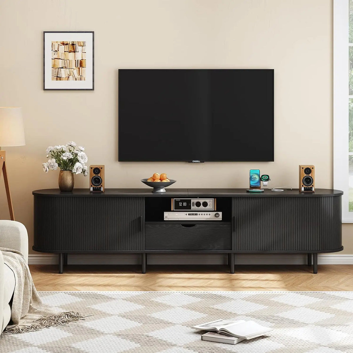 ONBRILL TV Stand With Power Outlet For Living Rooms