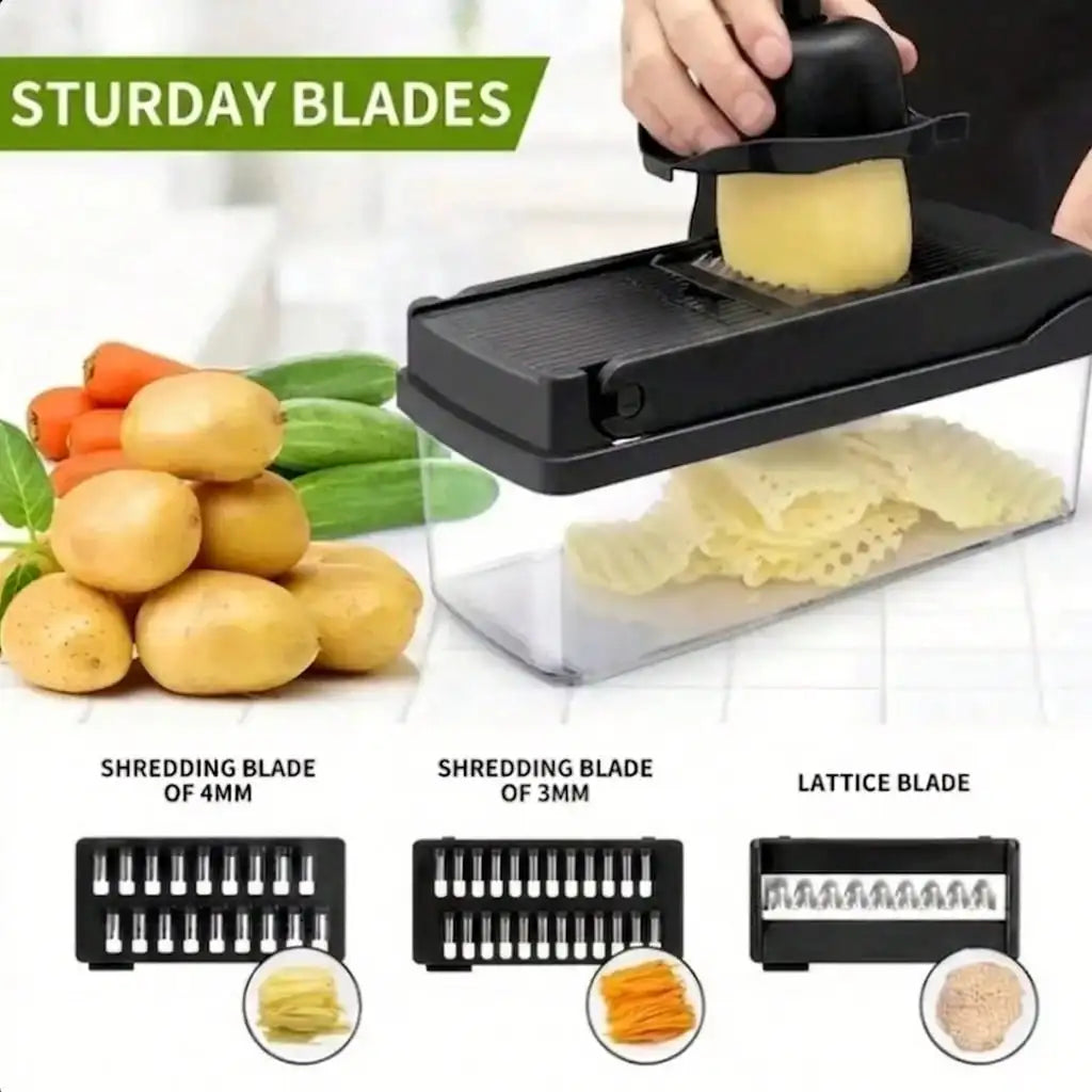 Professional 16-In-1 Vegetable Slicer Multi-Functional Chopper With 8 Blades