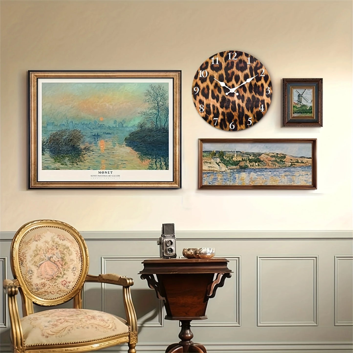 Elegant Leopard Print Silent Wall Clock For Home Decor