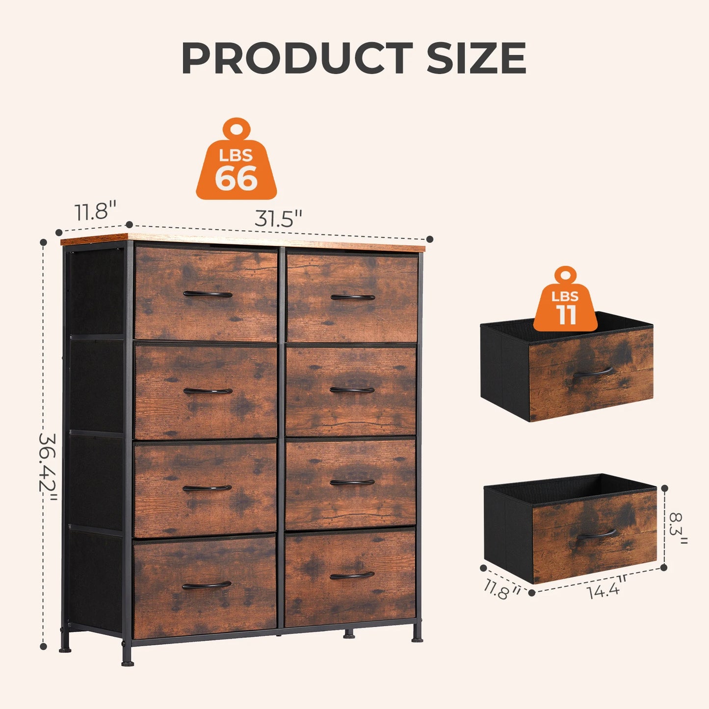 MCQ Eight Drawer Fabric Storage Cabinet For Living Room