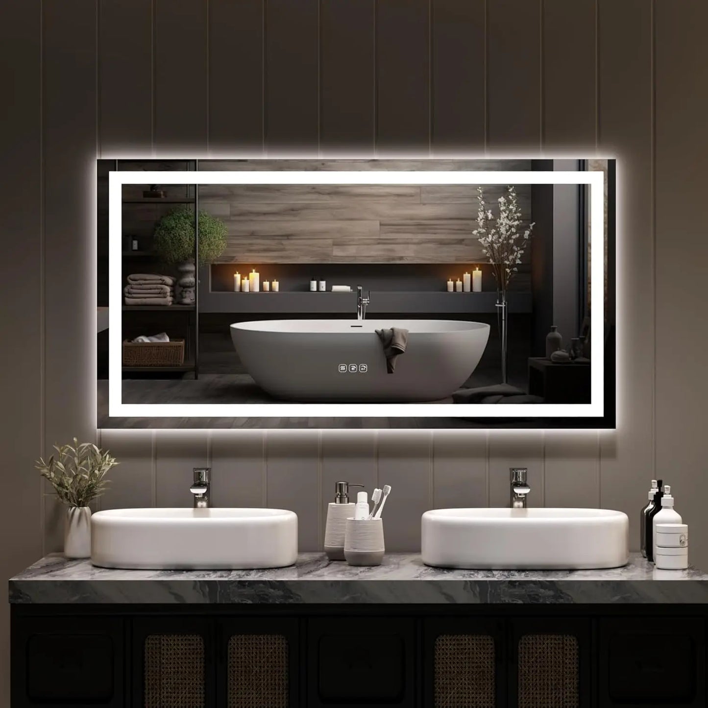 Twister.Ck Led Bathroom Mirror With Anti Fog And Dimmable Light