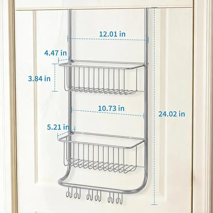 HiMISS Over The Door Metal Storage Rack With 6 Hooks