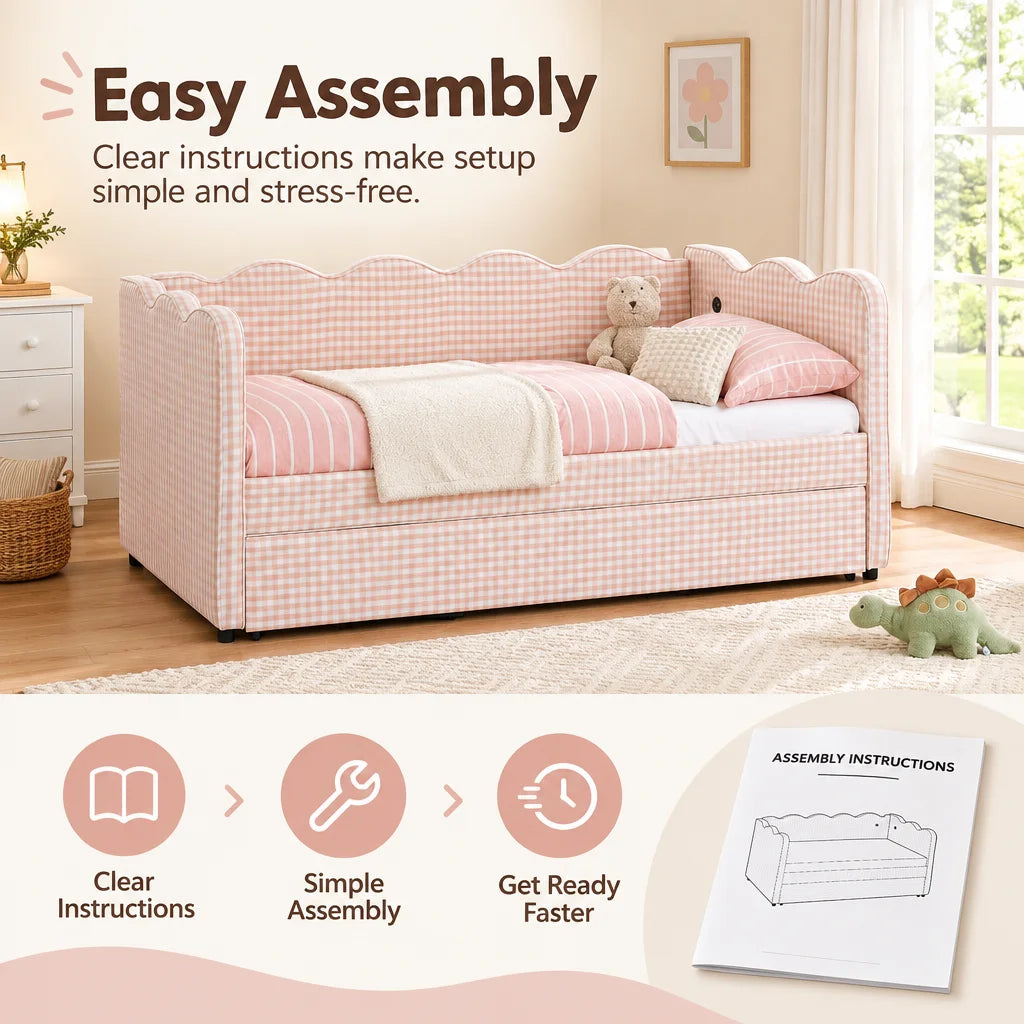 Daybed Sofa Bed With Trundle And Built In USB Charging