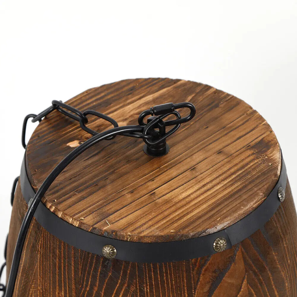 Vintage Wine Barrel Wooden Rustic Ceiling Pendant Lamp