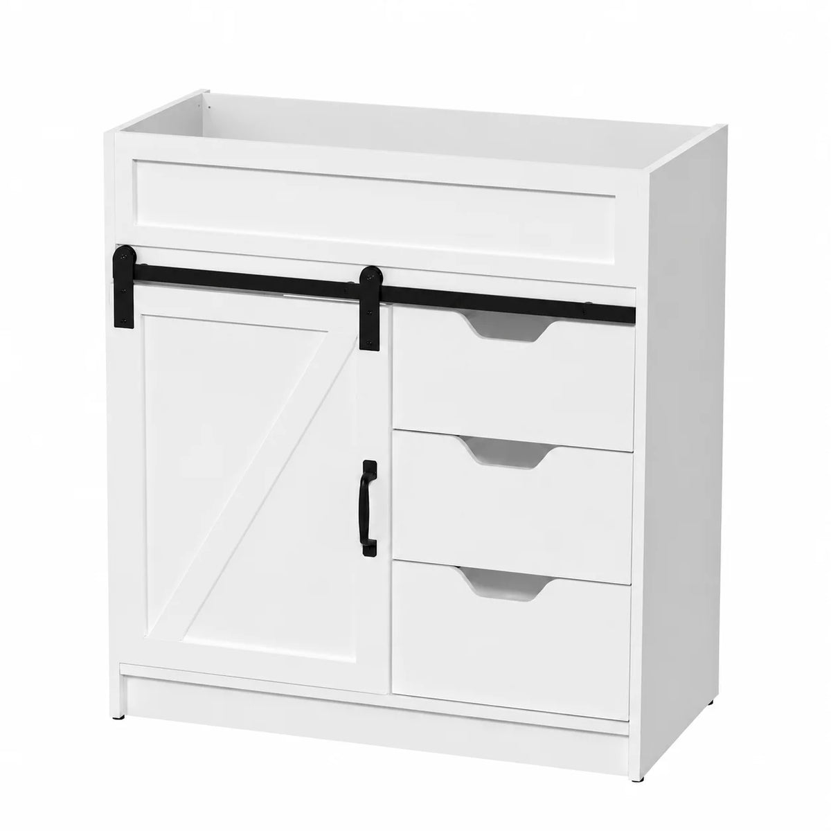 EVOKEDEN Farmhouse Bathroom Vanity With Sink Barn Door And Drawers