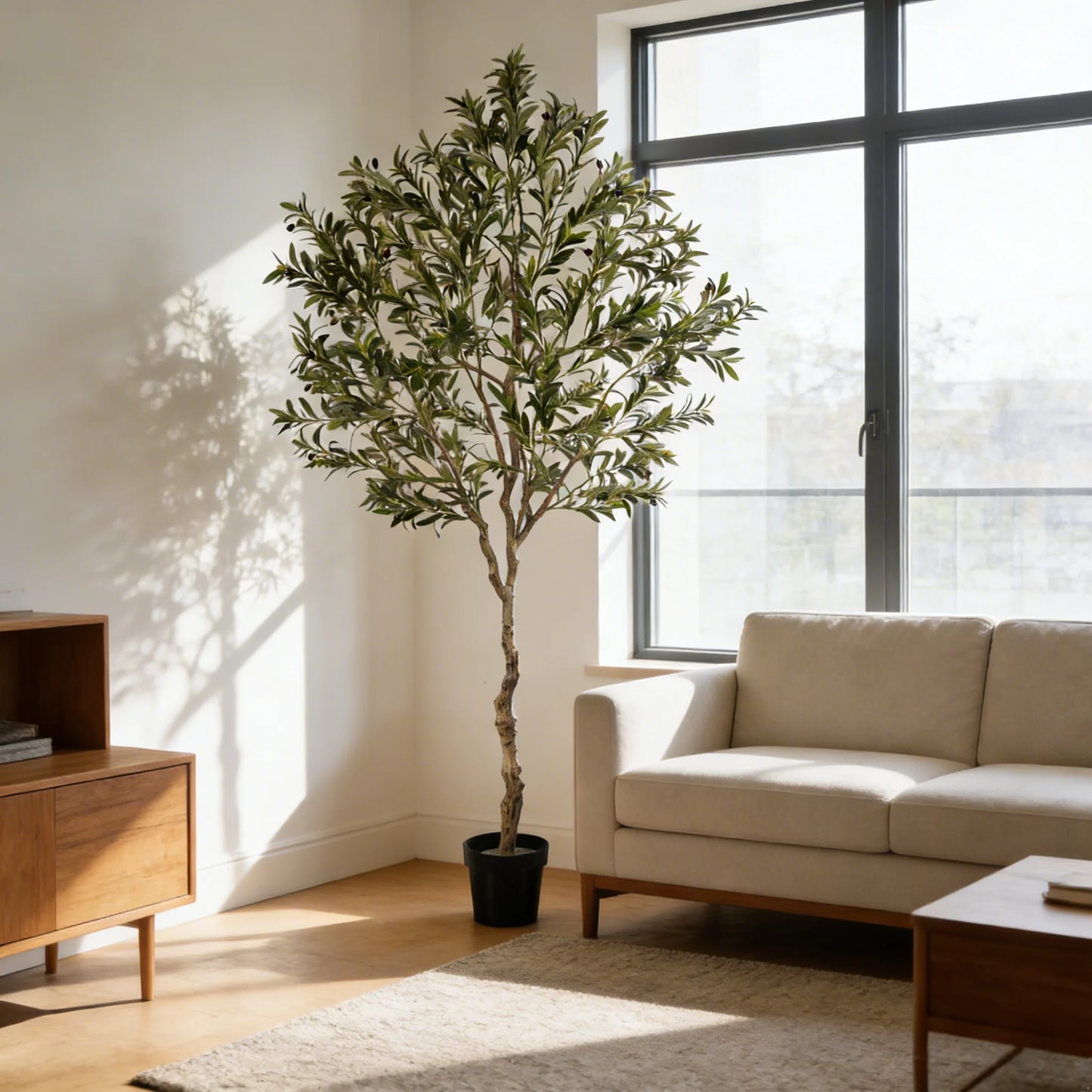 Olitree Artificial Olive Tree With Realistic Fruits And Wooden Trunk
