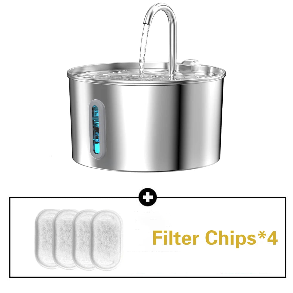 Stainless Steel Silent Pet Water Fountain For Cats And Dogs
