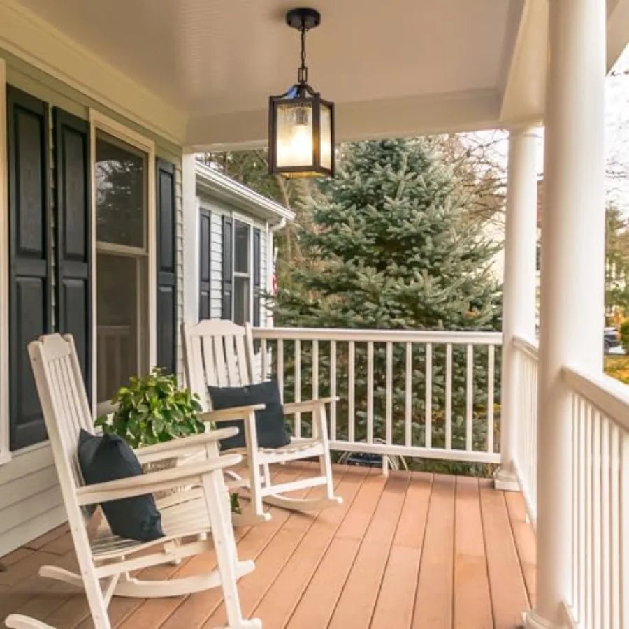 Contemporary Outdoor Porch Pendant Light With Dusk To Dawn Sensor