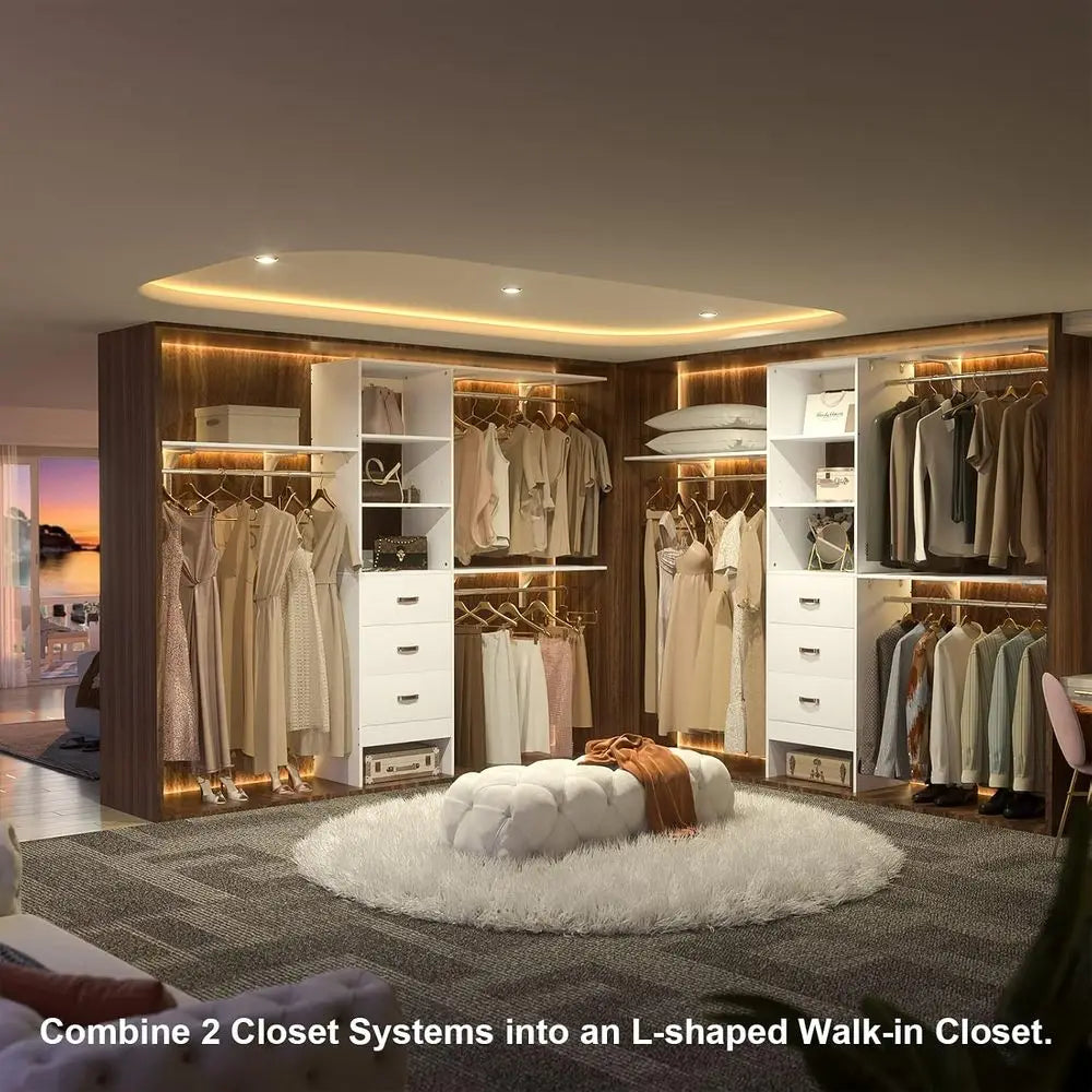 Adjustable Wood Closet Organizer With Three Wall Mount Hanging Rods