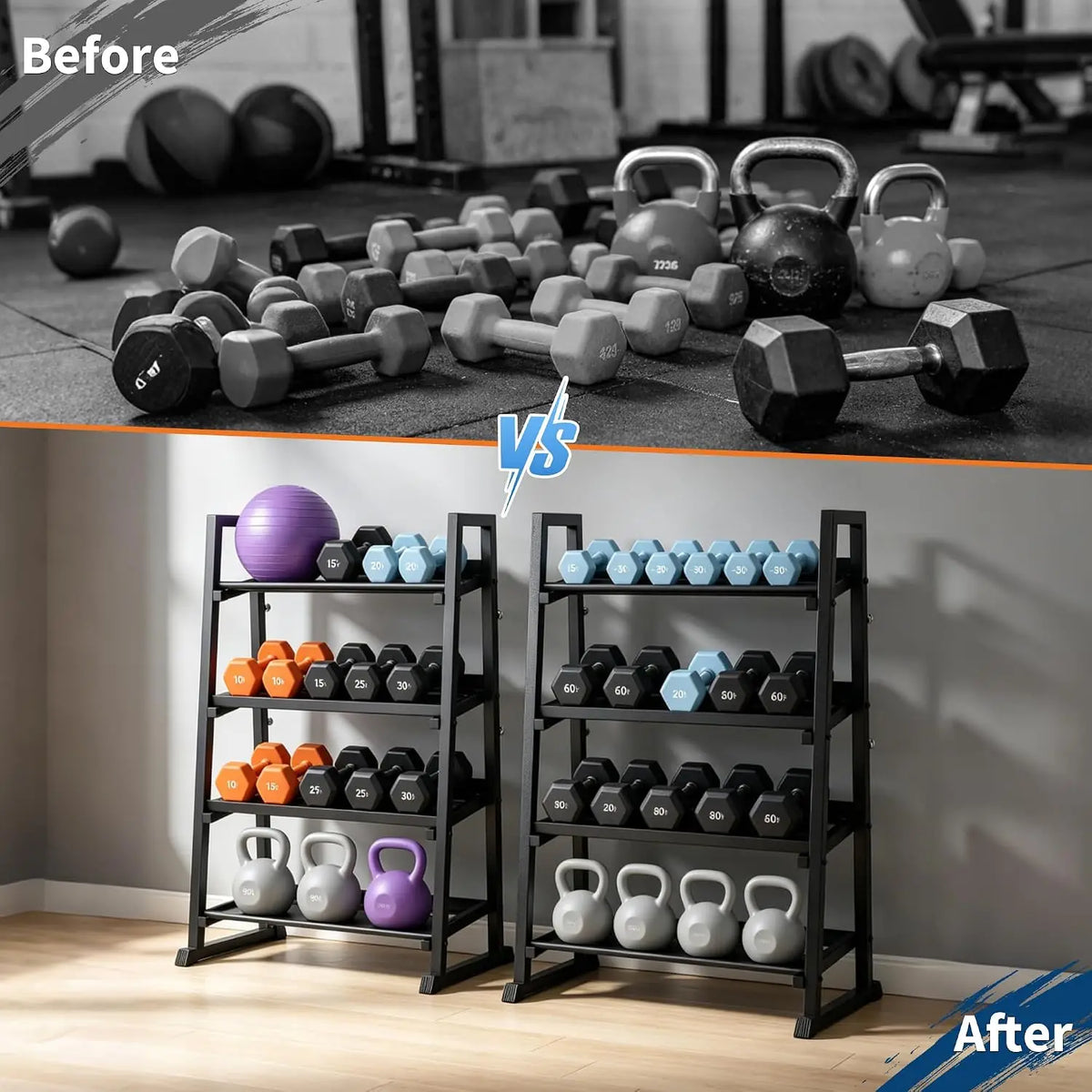Garvee Heavy Duty Three Tier Dumbbell Rack Stand Organizer