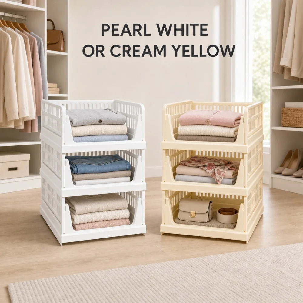 Zoe Stackable Modular Storage Baskets for Closet and Home Organization