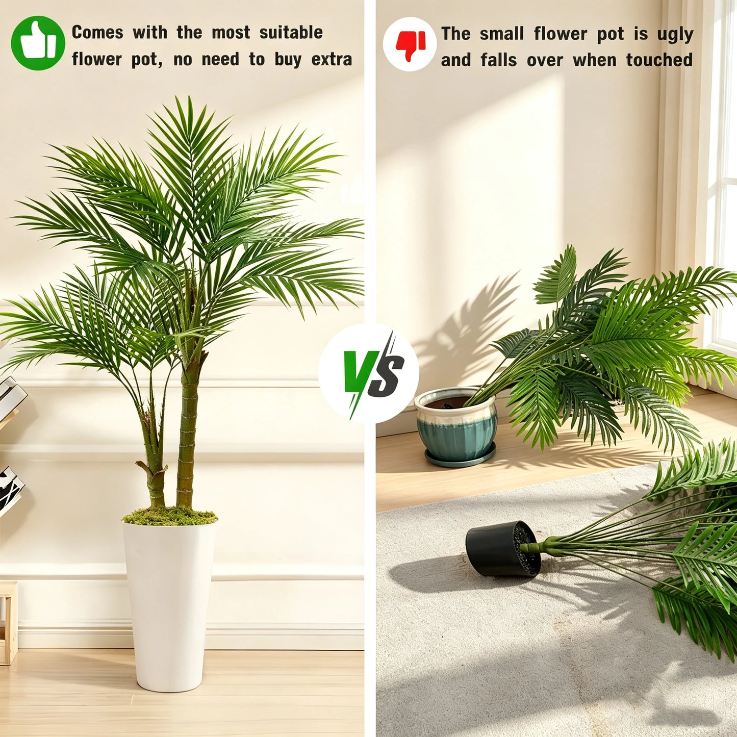 Olitree Artificial Areca Palm Tree with Planter for Home Decor