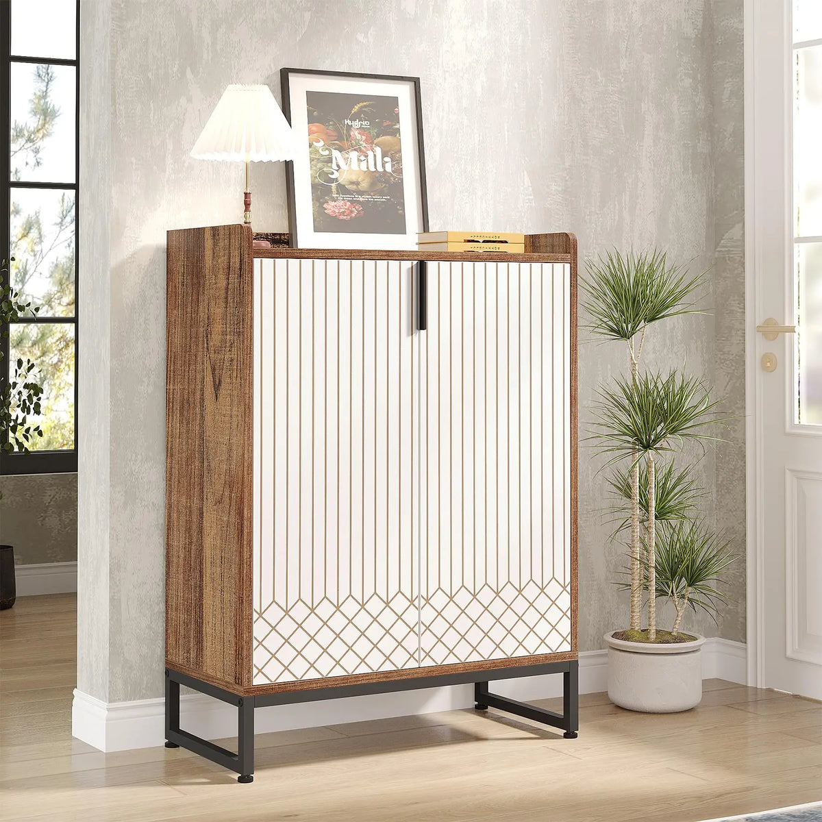 Tribesigns Modern Shoe Cabinet With Doors And Five Tier Storage