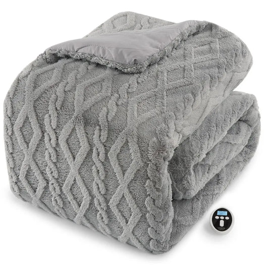 Dual Zone Electric Heated Blanket With Sherpa And Wireless Controller
