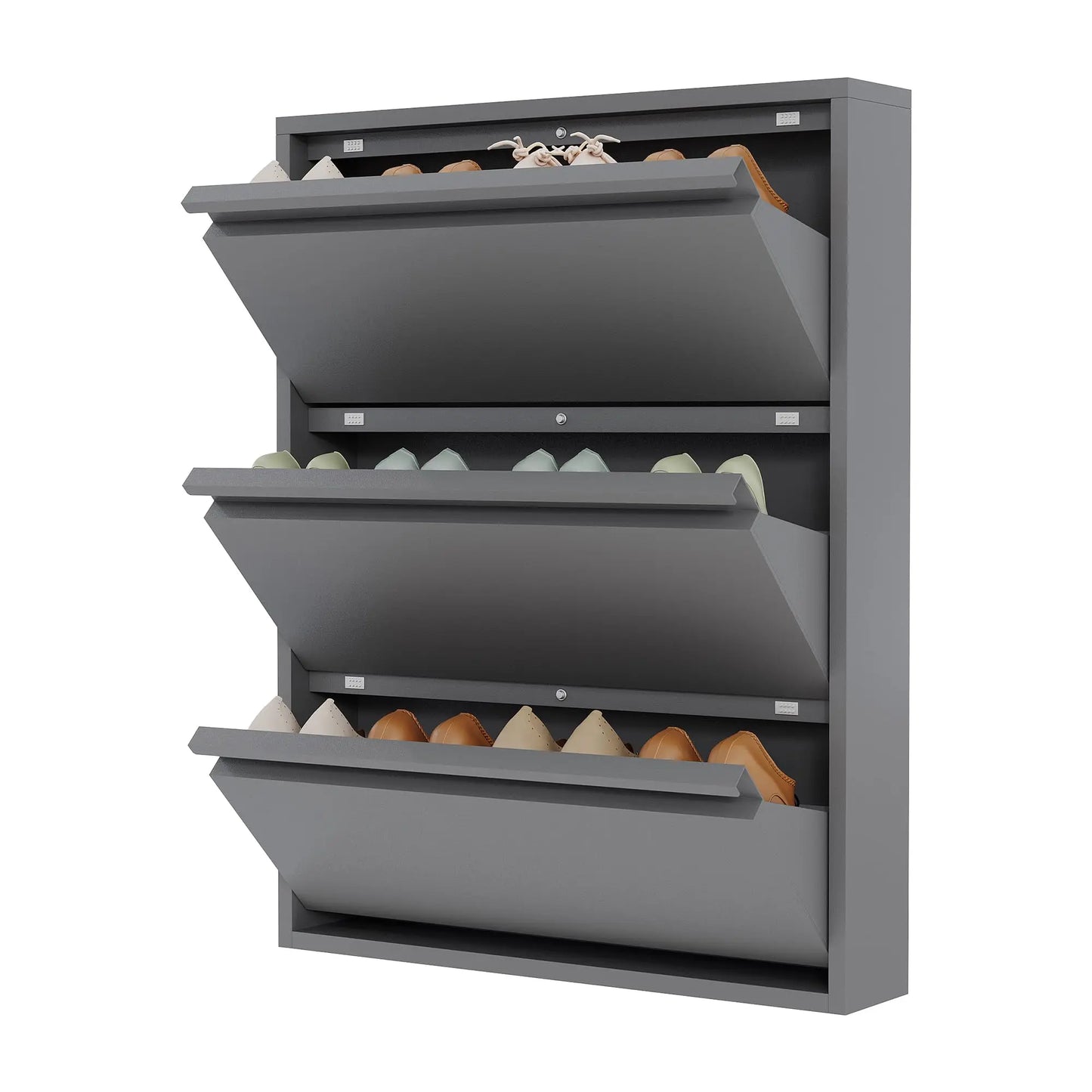 HiMISS Slim Metal Shoe Cabinet For Narrow Entryway Storage