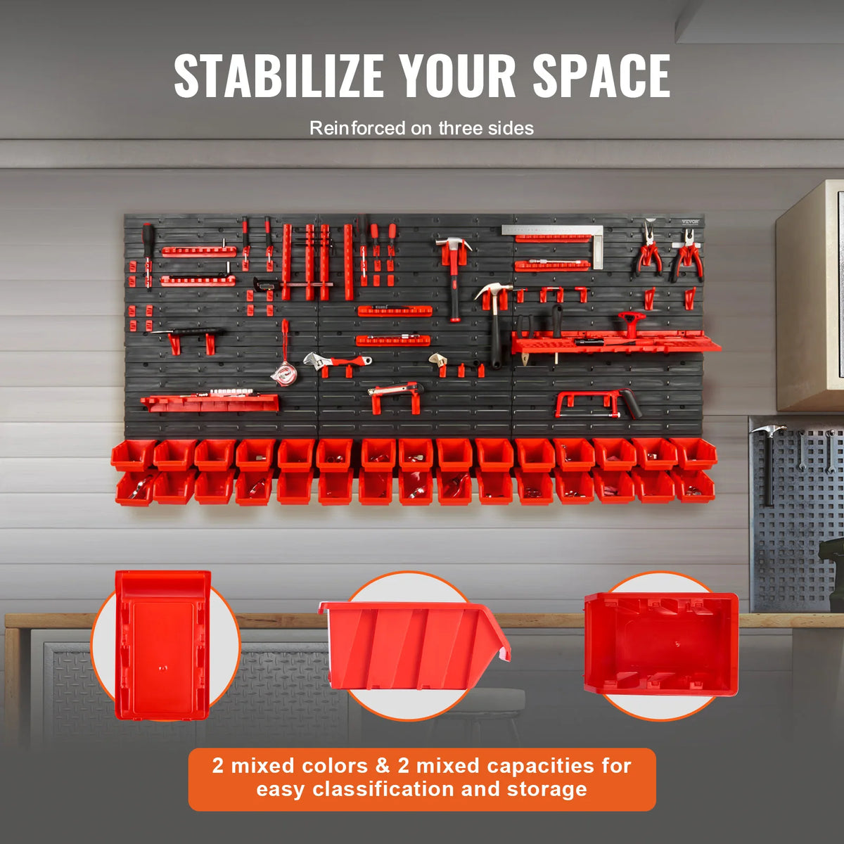 SucceBuy Wall Mounted Parts Organizer With Hooks And Panels