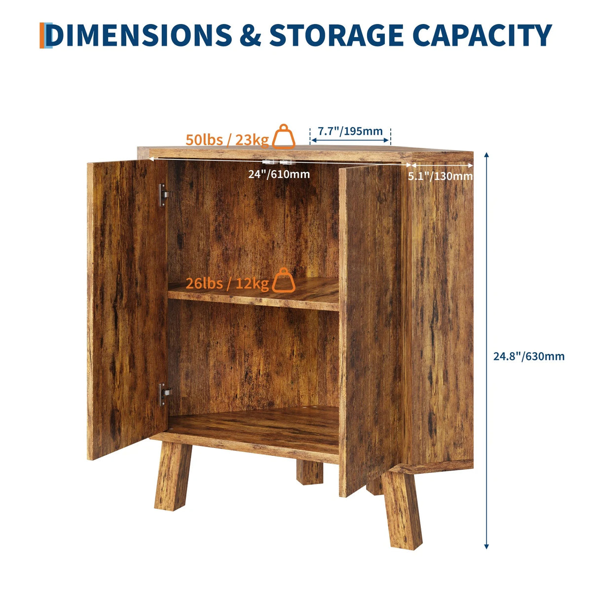HiMISS Industrial Farmhouse Corner Storage Cabinet with Adjustable Shelf