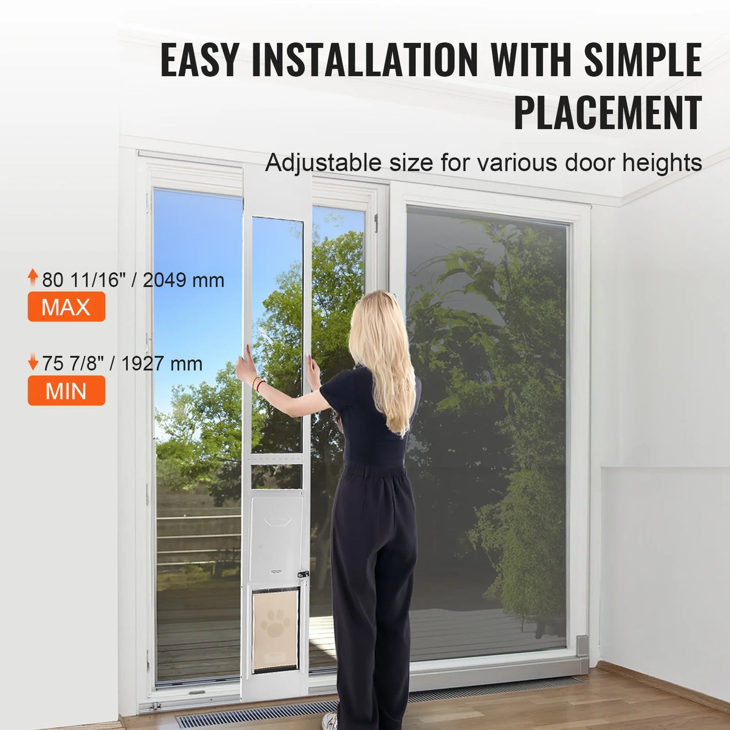 Adjustable Aluminum Frame Sliding Glass Pet Door System