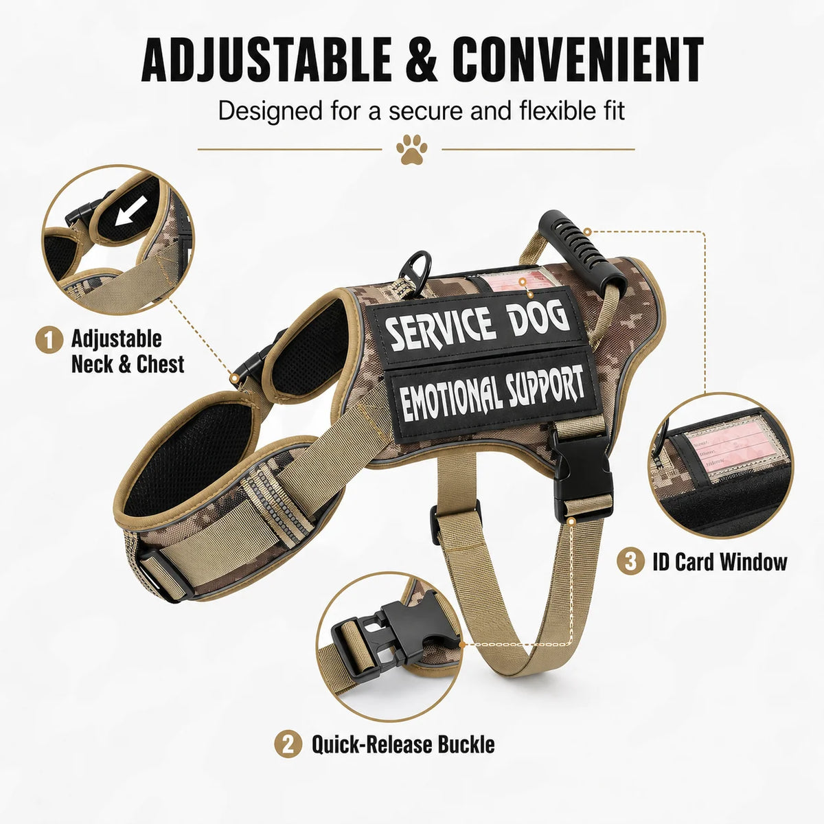 Adjustable Reflective Dog Harness Vest With Handle For Training