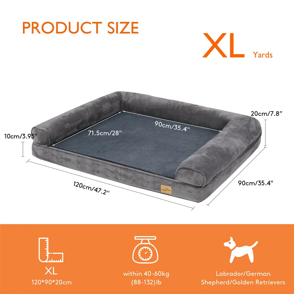 Borwart Orthopedic Memory Foam Dog Bed With Removable Waterproof Cover