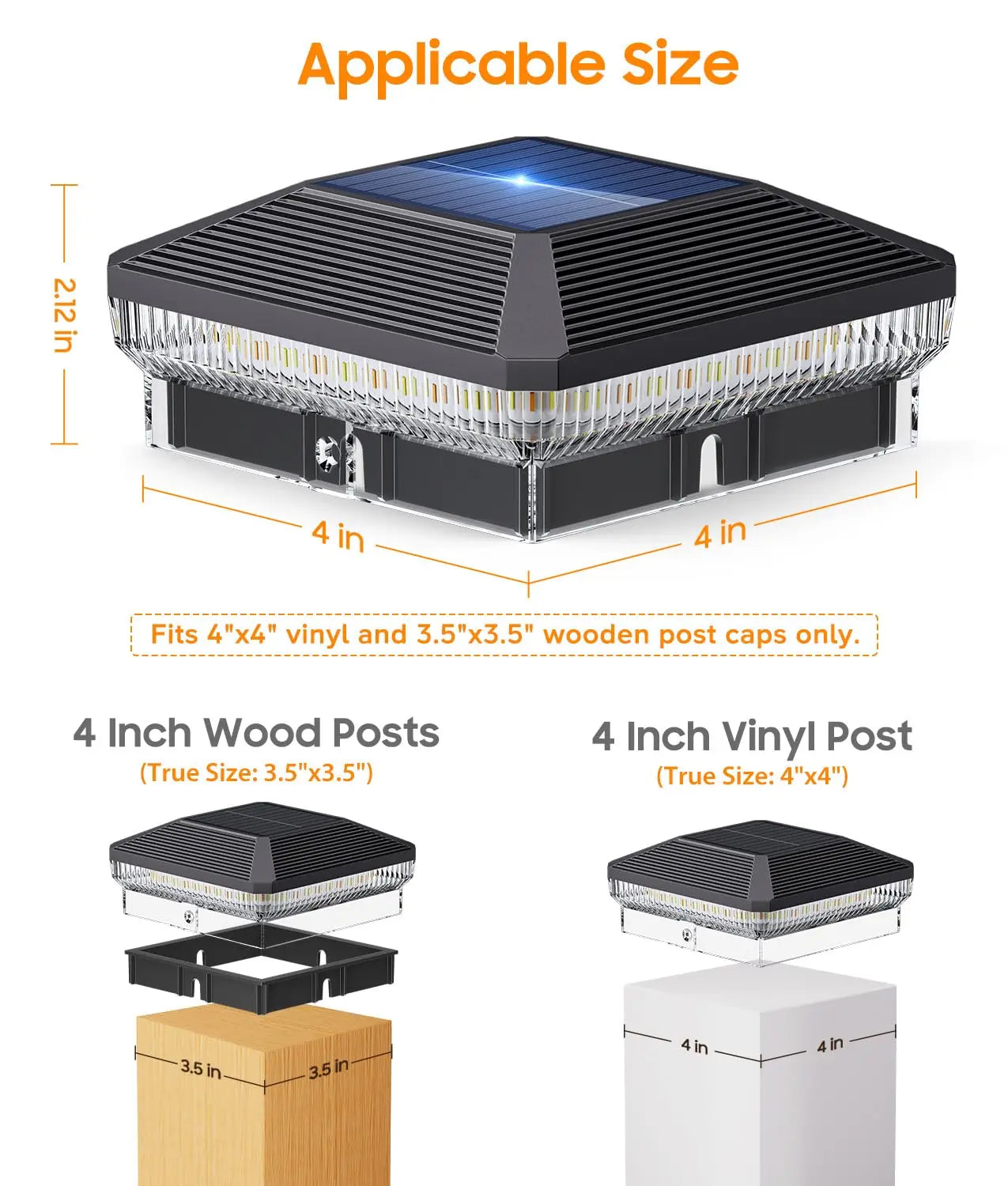 KPSTEK Solar Post Cap Lights Outdoor Waterproof LED Fence Light