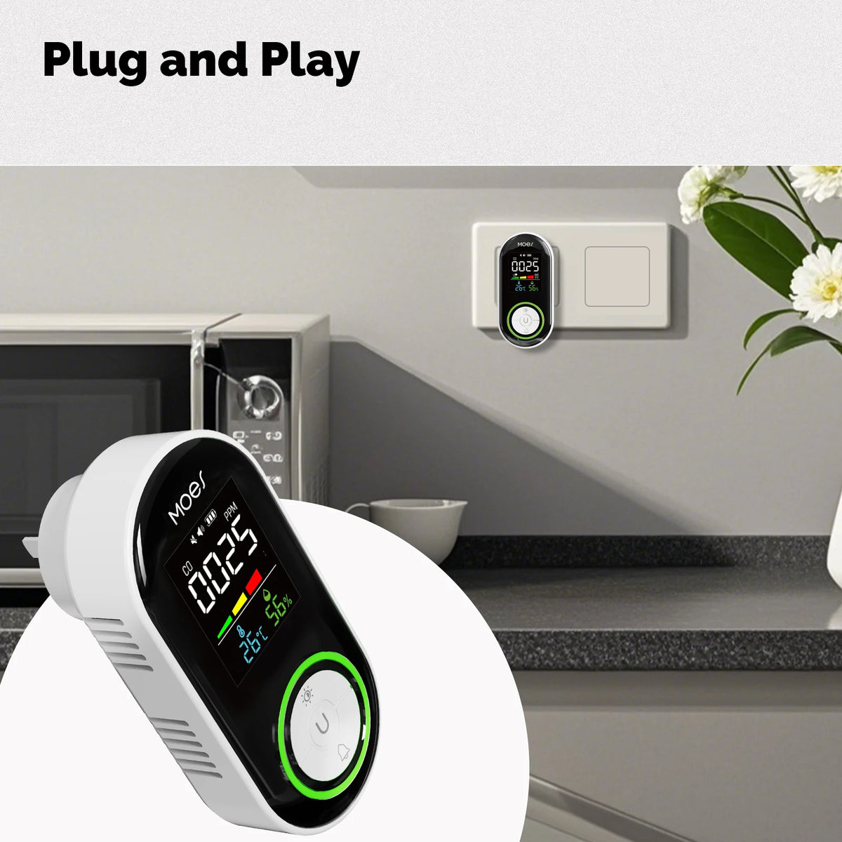 MOES Plug In Carbon Monoxide Gas Detector With Digital Display