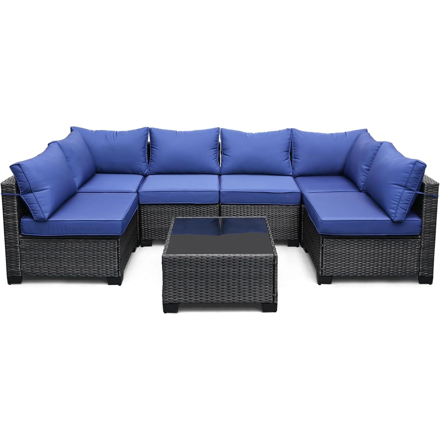 HobbyLane 7-Piece Modular Outdoor PE Rattan Sectional Sofa Set
