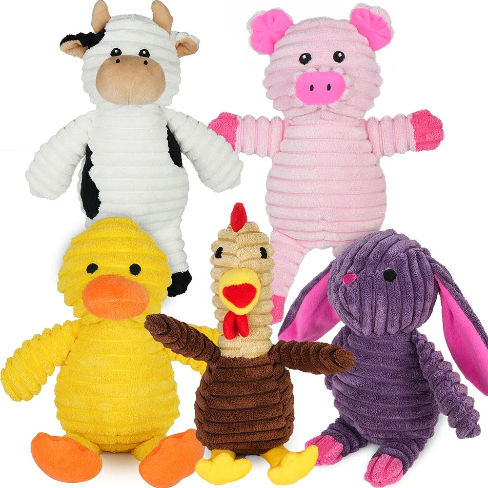 Plush Squeaky Dog Toys Five Pack Assortment For All Breeds
