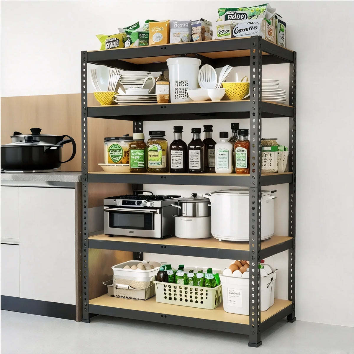 Heavy Duty Adjustable Metal Garage Shelving Unit For Secure Item Organization