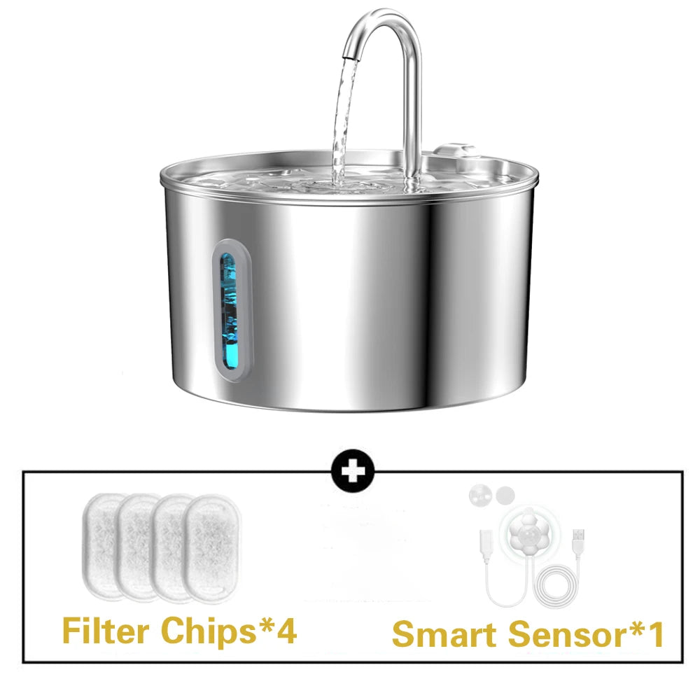 Stainless Steel Silent Pet Water Fountain For Cats And Dogs