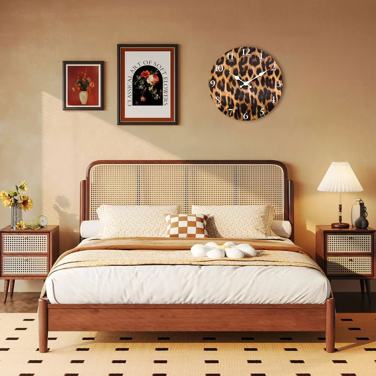 Elegant Leopard Print Silent Wall Clock For Home Decor