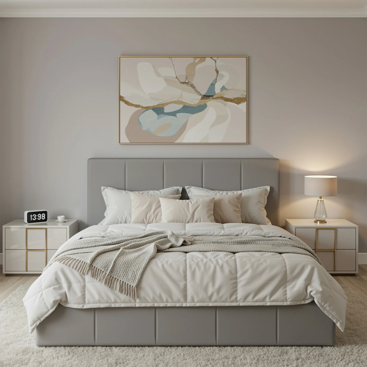 HOOMIC Dutch Velvet Upholstered Platform Bed With Tufted Headboard