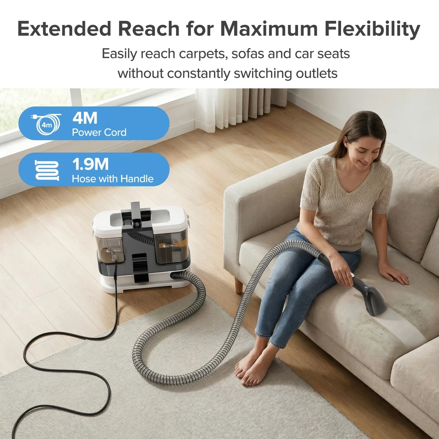 Lubluelu V2 Portable 3-in-1 Carpet Upholstery Vacuum Cleaner HEPA Filter