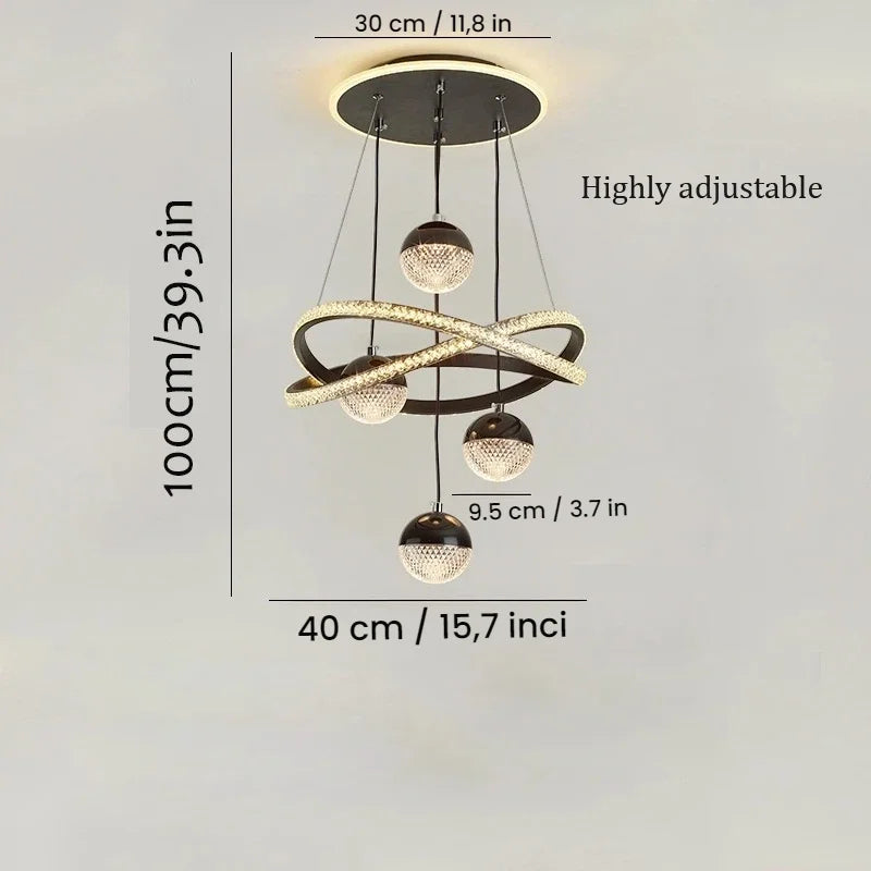 Four Sphere Led Pendant Light With Remote Control And Dimmable