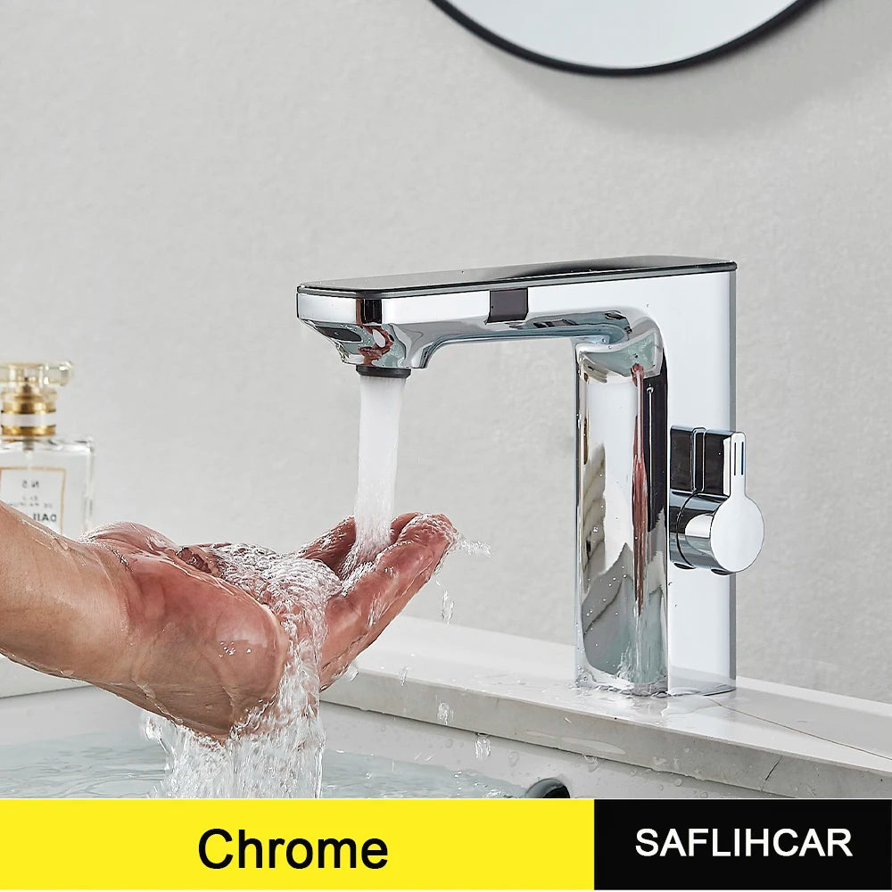 Saflihcar Smart Sensor Bathroom Basin Faucet Deck Mount Mixer