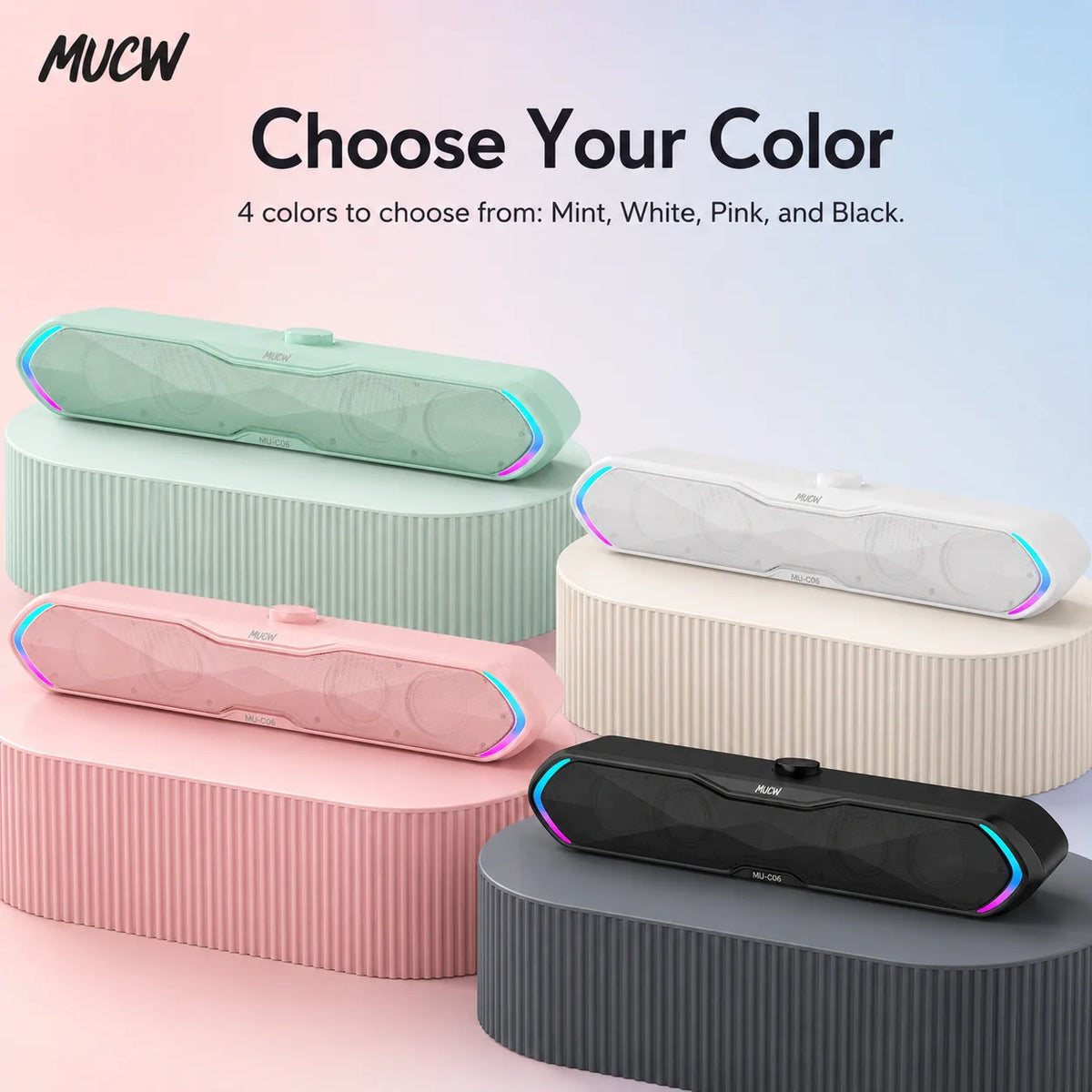 MUCW 6W Stereo Bluetooth Desktop Soundbar With USB Connection