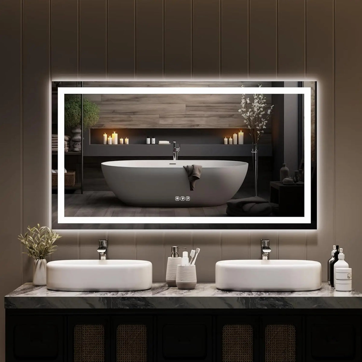 Twister.Ck Led Bathroom Mirror With Anti Fog And Dimmable Light