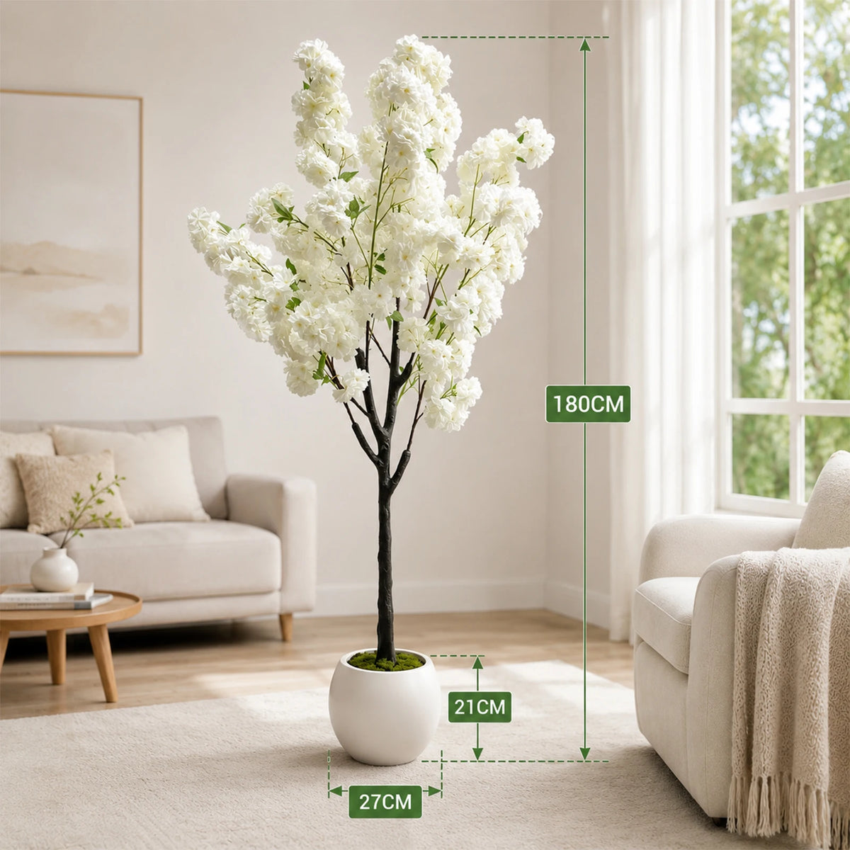 Artificial Cherry Blossom Tree In Pot For Indoor Decoration