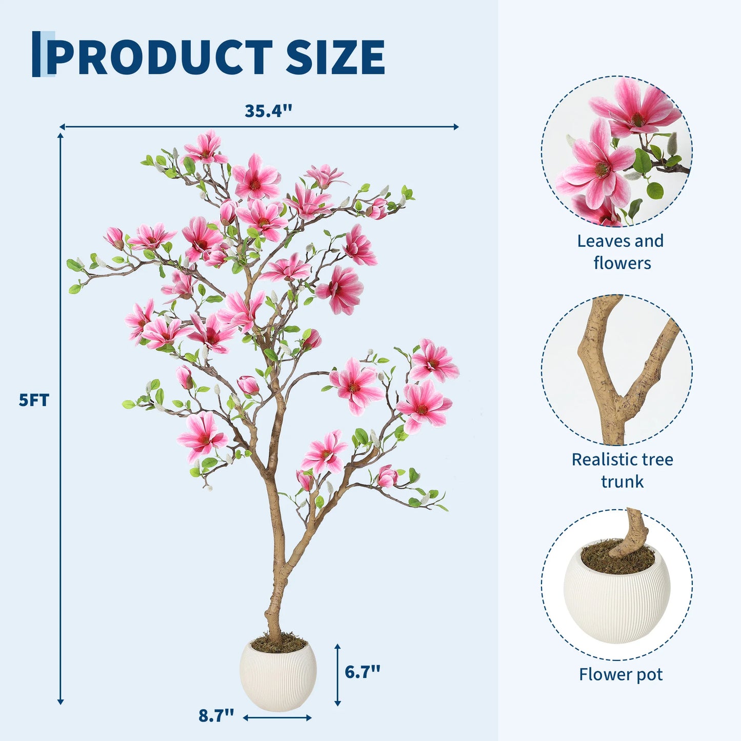 HiMISS Artificial Magnolia Tree For Indoor Home Decoration