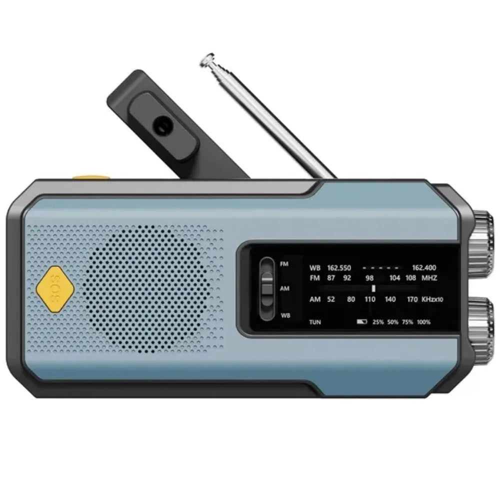 Stonigo Solar Hand Crank Emergency Radio With Power Bank Flashlight