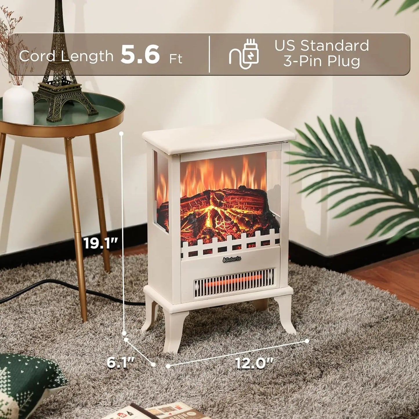 Twister Ck Freestanding Electric Fireplace With Tempered Glass