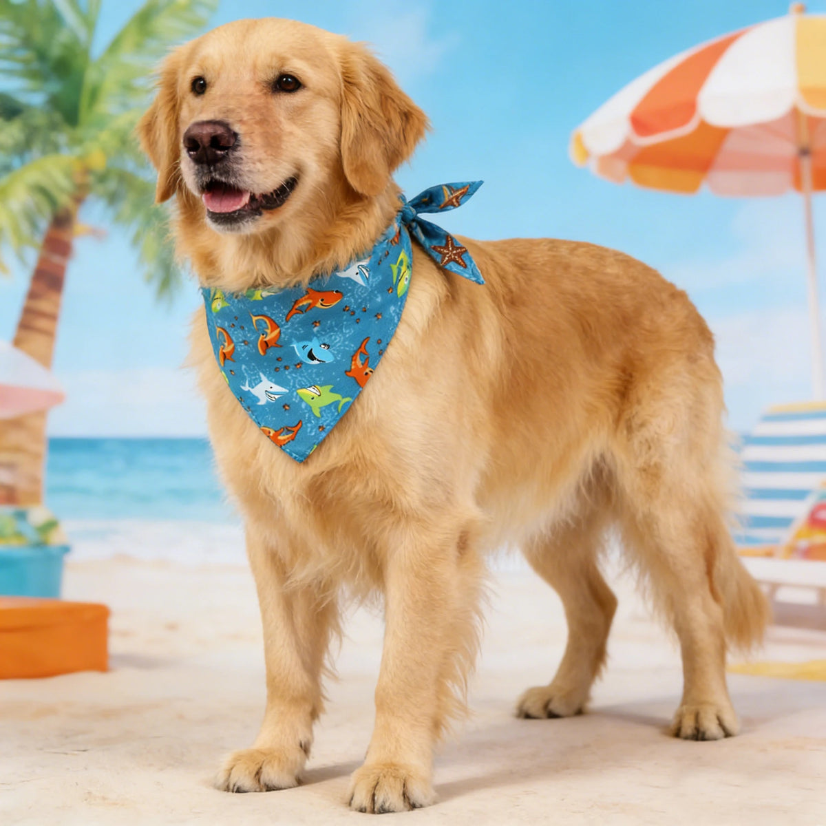 Adjustable Soft Washable Dog Bandana With Fruit Floral Design