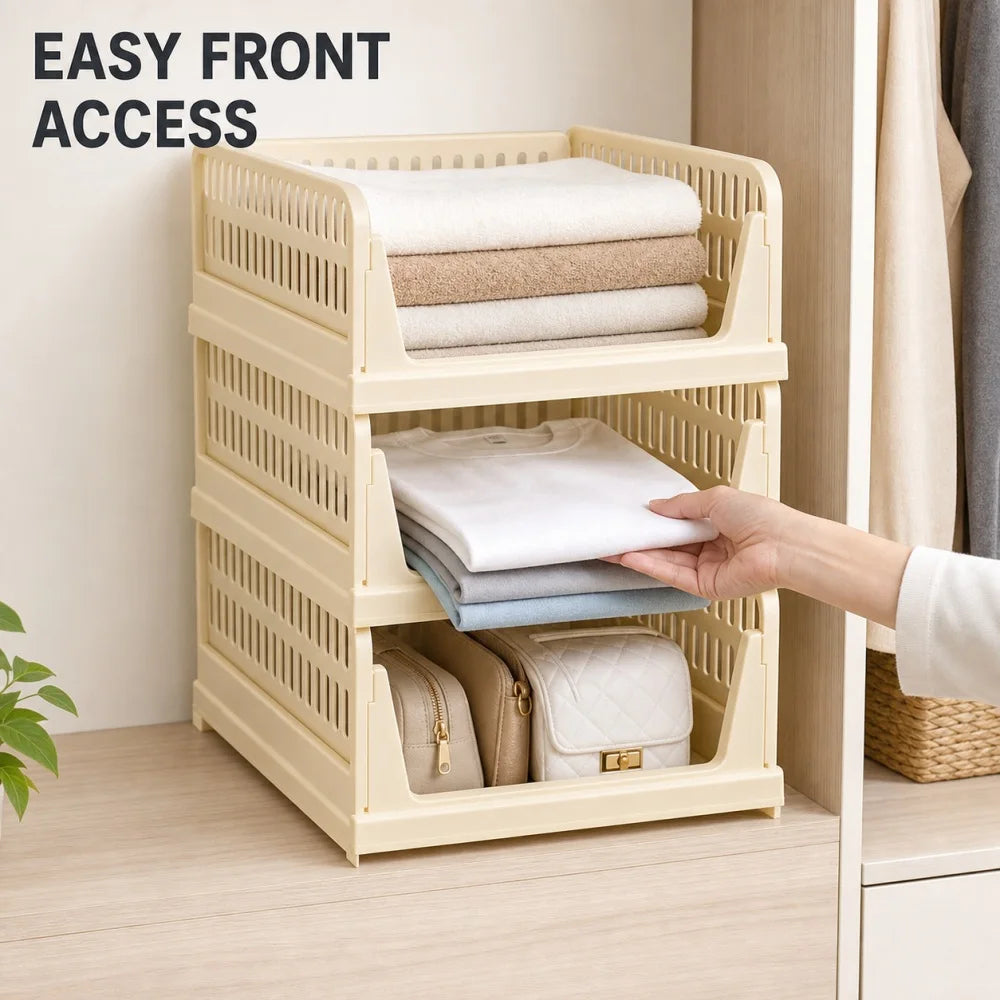 Zoe Stackable Modular Storage Baskets for Closet and Home Organization